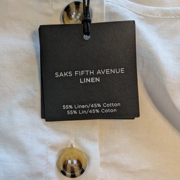 SAKS FIFTH AVENUE Linen Blend top blouse shirt SIZE M Squareneck Exclusivity NWT - Picture 10 of 13